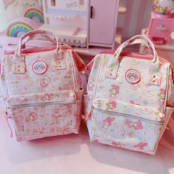 

News Cartoon Cute Genuine My Melody Backpack Schoolbag High Quality Pu Pink Primary School Bags Melody Travel Bag For Girls Gift