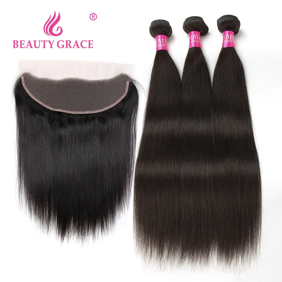 Buy Bundles With Frontal 3 Bundle Malaysian Straight