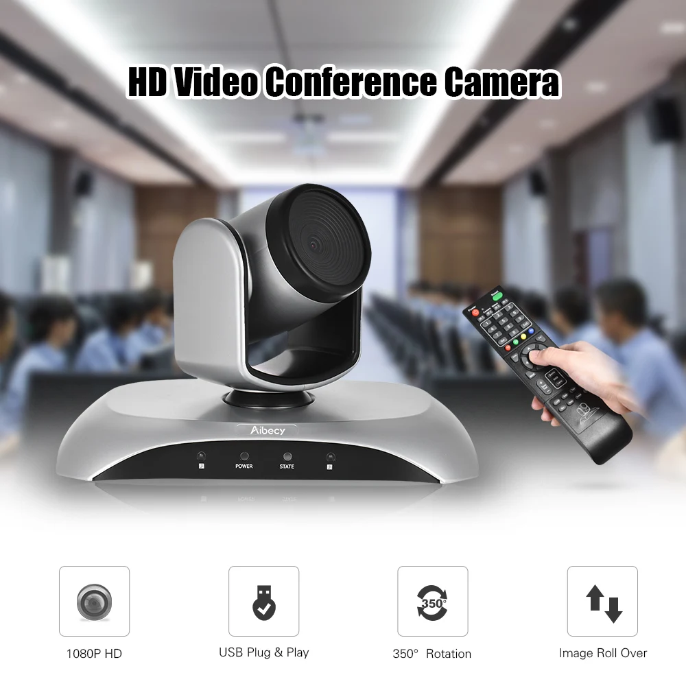 Aibecy 1080P HD конференции Камера USB Plug & Play 350 ° Вращение с пультом дистанционного