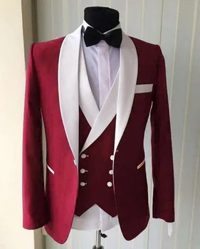 Cena Wykonane Na Zamówienie Czerwony Zielony Szary Niebieski Męskie Garnitury Na Wesele Slim Fit Smokingi Pan Młody Najlepszy Człowiek Party Prom Marynarka Kostium Homme Mariage