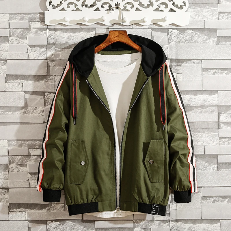 

2018 New Spring Mens Fashion Outerwear Windbreaker Men' S Jackets Hooded Casual Coat Big Size Direct sales 86808