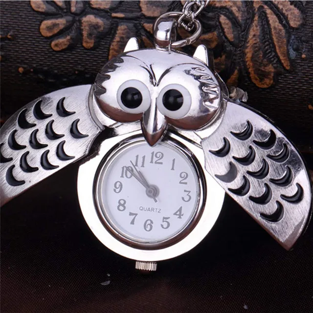 I0 Men Women unisex Mini Metal Key Ring owl double open Necklace Pocket Watch Qu I0 Men Women unisex Mini Metal Key Ring owl double open Necklace Pocket Watch Qu