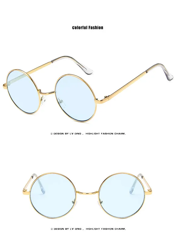 Модные Винтажные металлические круглые солнцезащитные очки для женщин, роскошные брендовые дизайнерские очки с цветным покрытием, Женские Ретро Круглые Солнцезащитные очки Oculos De Sol