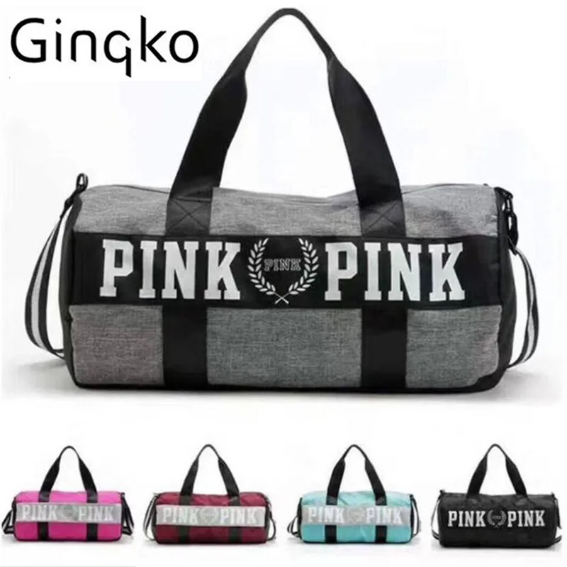 2017 New Nylon Gym Bags Pink Letters Outdoor Men Women Sport Bag