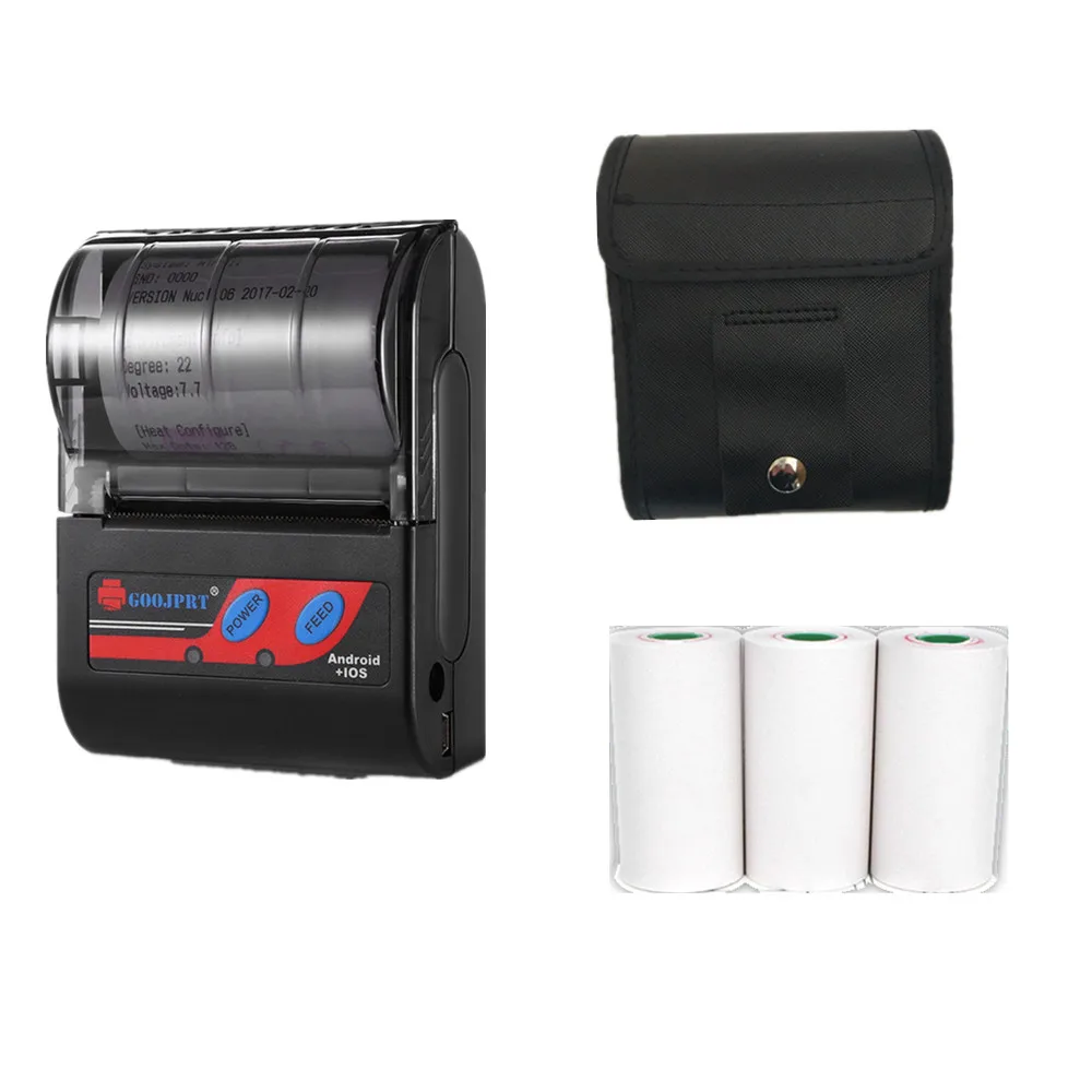 

GOOJPRT 58mm Wireless Movable Thermal Ticket Printer Mini Receipt Printer Bill Printing Machine with PU Case Bag Thermal Paper