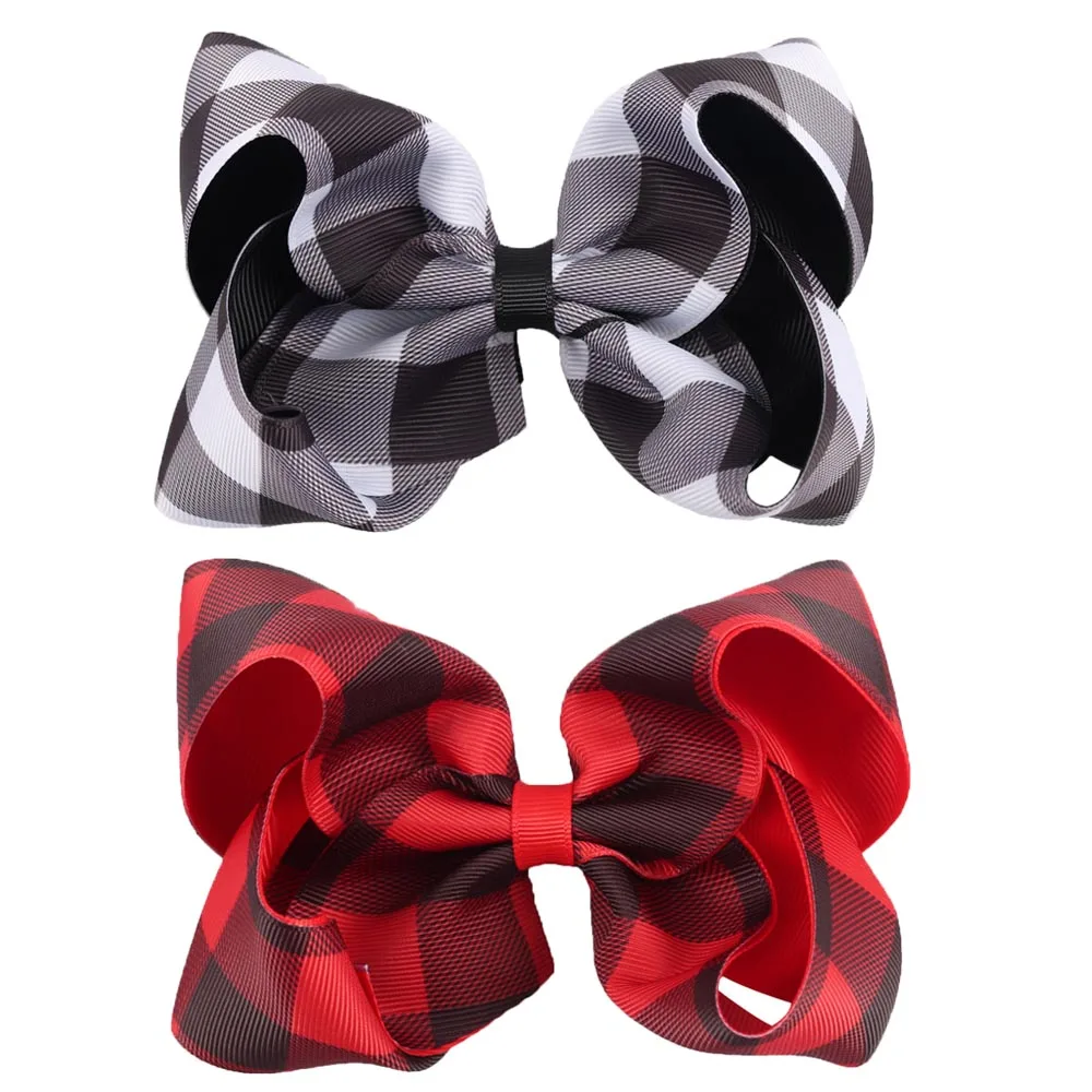 

2 Pcs/Set 5 Inch Handmade Hair Bows for Girls Plaid Patchwork Bowknot Hair Clip Kids Hair Accessories Newest Hairpins