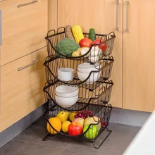 1Pc Iron Kitchen Storage Basket Vegetables Fruit Basket Dish Drying Rack Snacks Candy Container Box Spice Rack Desktop Organizer