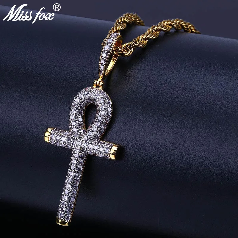 MISSFOX Hip Hop Cute Iced Out Ankh 