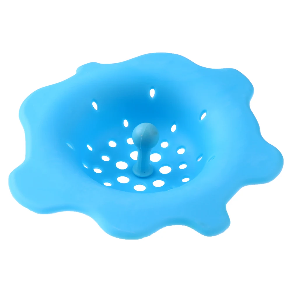 Многофункциональный цветок, кухонный канализационный фильтр для раковины, Сливная крышка, пробка для волос, дуршлаги, силиконовые кухонные фильтры, гаджеты для ванной комнаты - Цвет: Синий