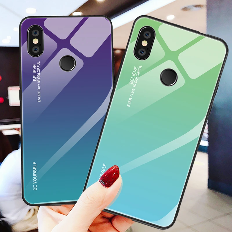 

Gradient Tempered Glass Case For Xiaomi Redmi Note 7 5 6 X A Pro Pocophone F1 Mi8 Mi A2 Lite A1 Mi 9 SE Cover Protective Fundas