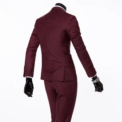 Куртка+ штаны) мужской модный бутик чистого цвета высокого качества брендовый Свадебный вечерний костюм Блейзер Тонкий деловой мужской костюм - Цвет: anhon 1 buttons
