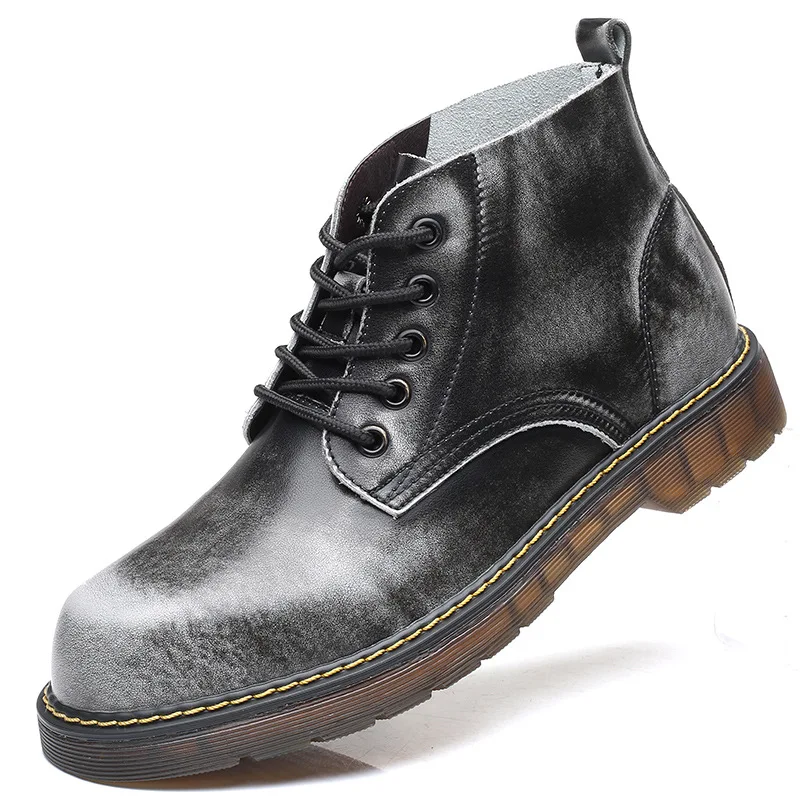 comprar Metálico Cor Single Pelúcia Inverno Rebite Botas De Neve Homens de Couro Ocasional Do Vintage Da Motocicleta Botas Martin Grande Tamanho 47