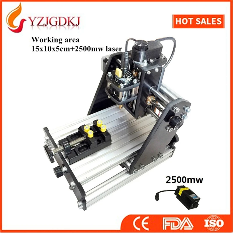 CNC 1510+2500mw laser GRBL control Diy high power laser engraving CNC machine,3 Axis pcb Milling machine,Wood Router+2.5w laser