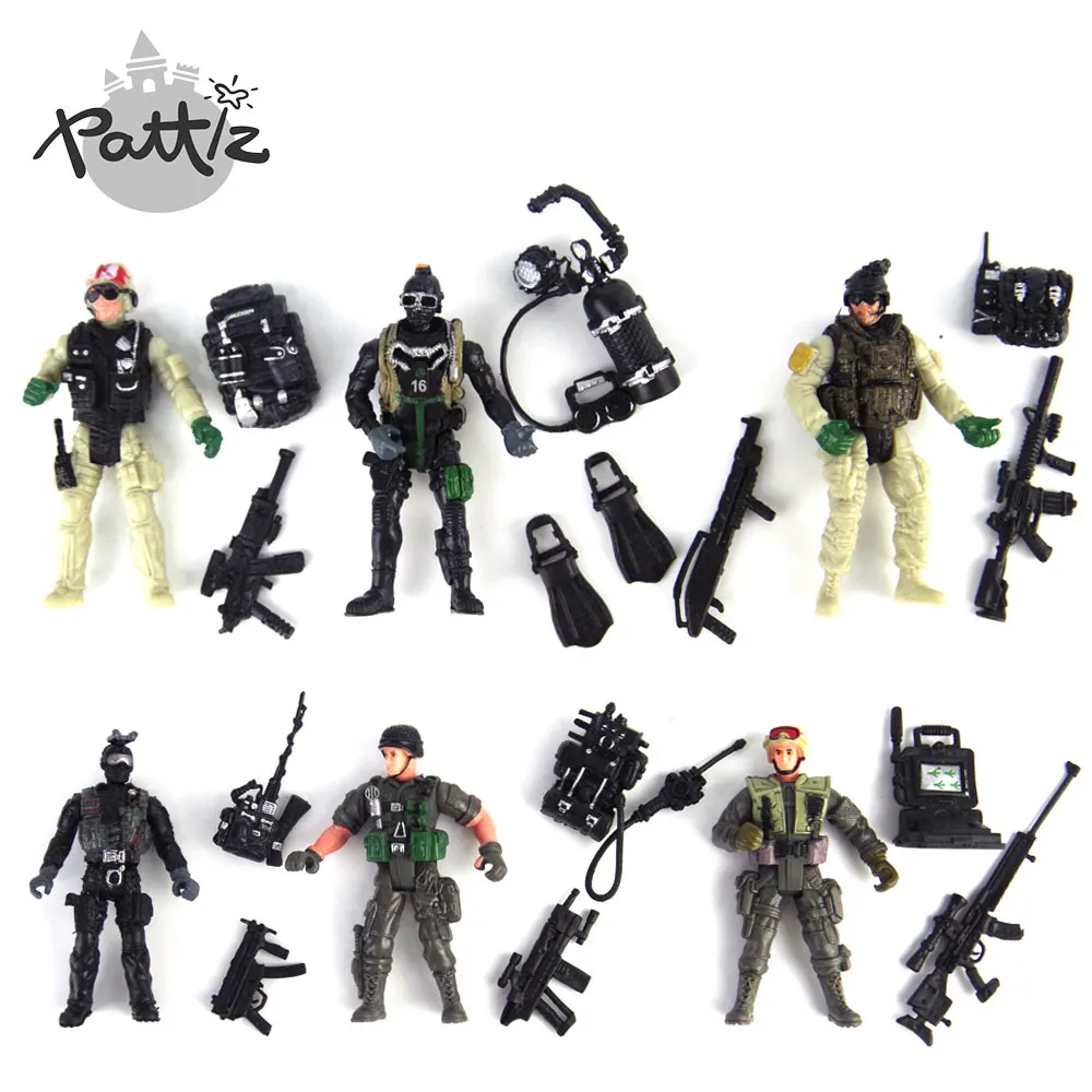 PATTIZ 1/18 пластиковые армейские Игрушечные солдатики для мальчиков маленькие