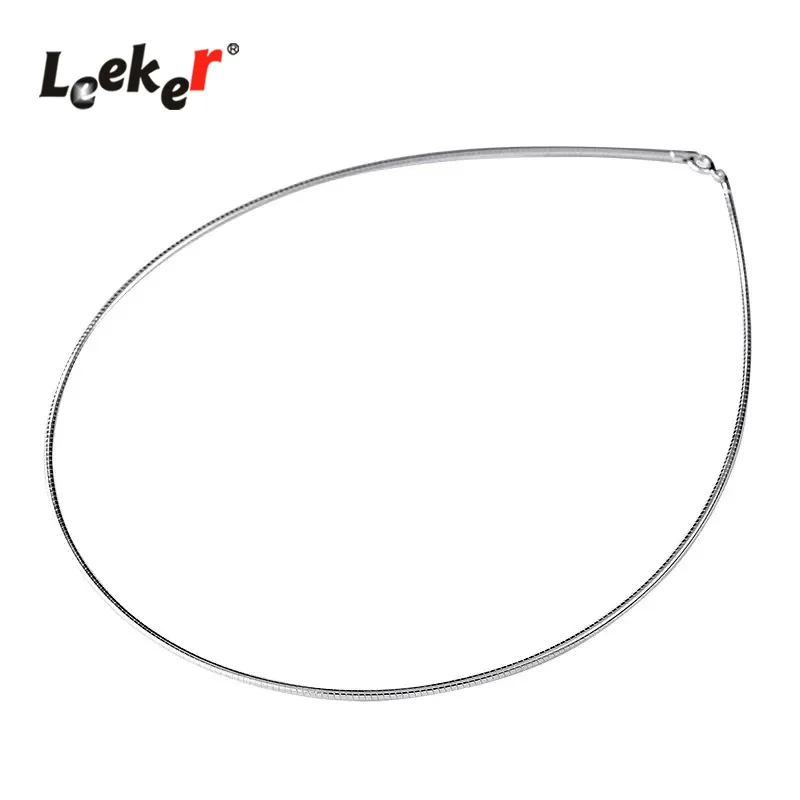 

LEEKER Simply Collar Choker Chain Women Statement Necklace Rose Gold Silver Color Custom Jewelry 077 LK9