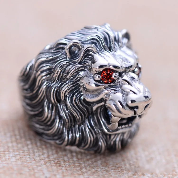 925 sterling silver jewelry domineering fashion lion King Mens Ring xh047098w