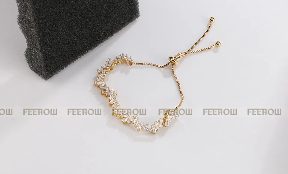 FEEHOW Micro Pave Установка AAA кубический циркон регулируемый браслет и браслет турецкий стиль Роскошные ювелирные изделия для женщин FWBP161