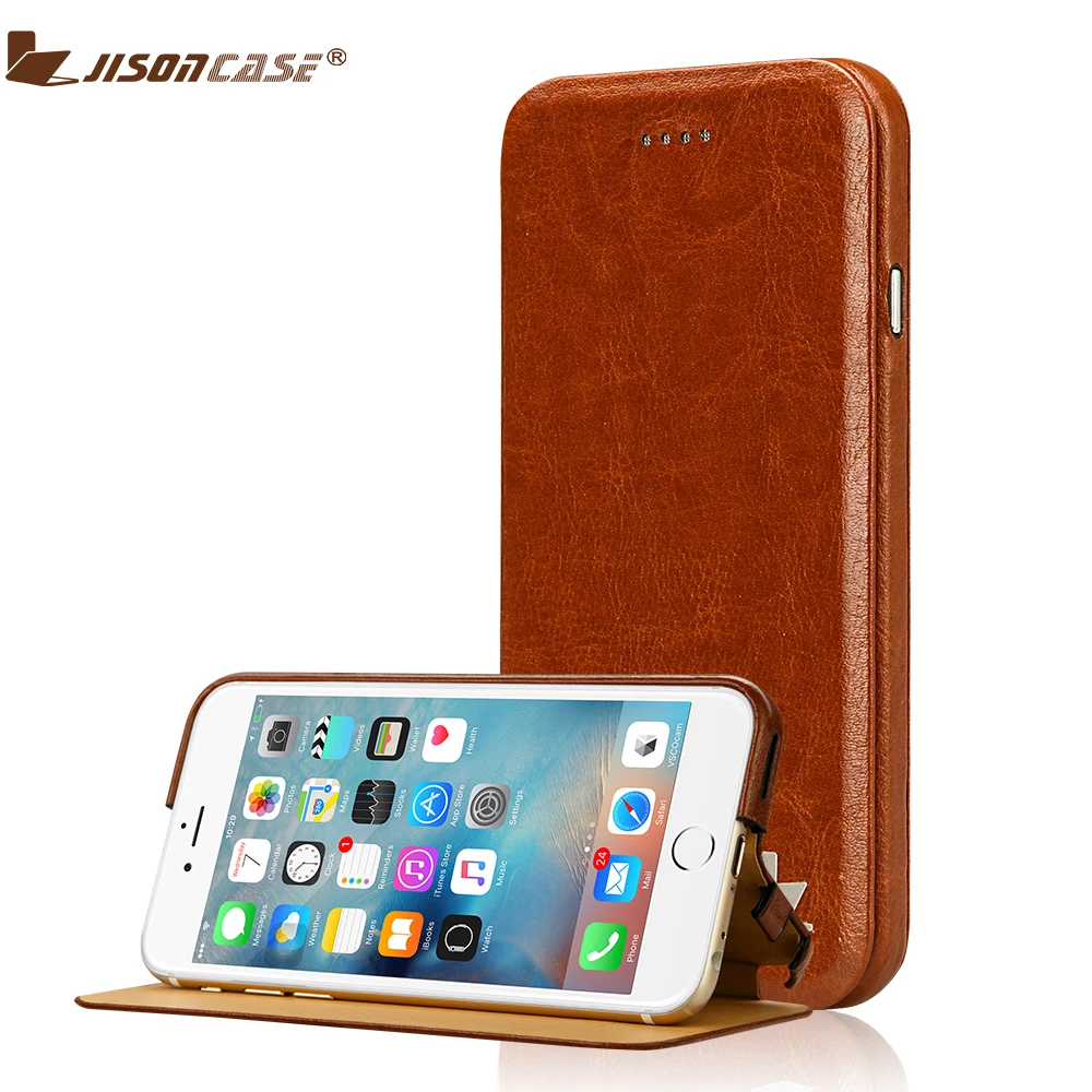 

Jisoncase Smart Cover Case PU Leather Vintage Business Flip Folio Kickstand Auto Wake Cases for iPhone 6s 6 plus 5.5"