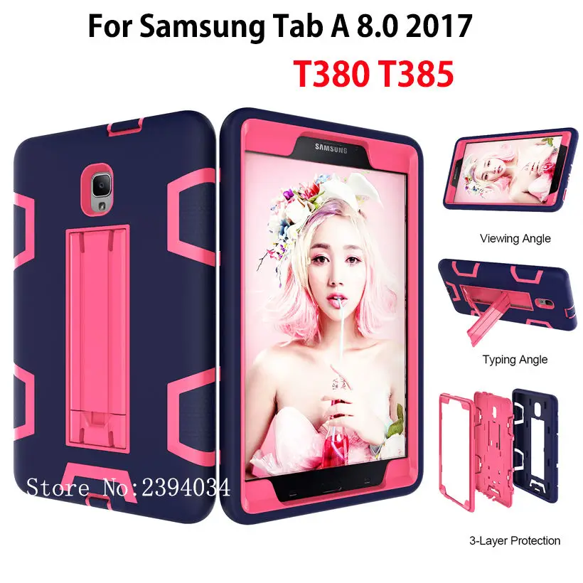 Чехол для samsung Galaxy Tab A 8,0 T380 T385 8,", защитный противоударный силиконовый чехол-подставка для планшета