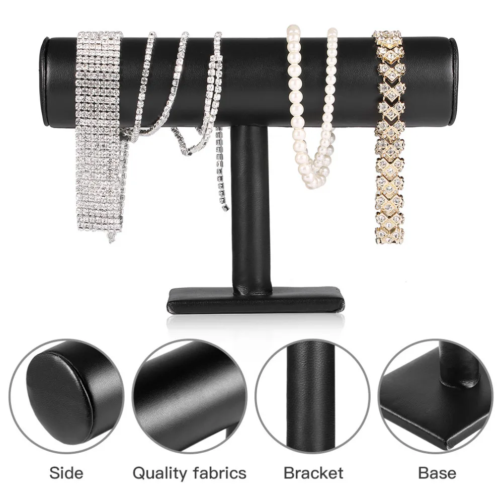 

GENBOLI T-bar Bracelet Display Jewelry Stand Necklace Decorations Wrist Watch Holder Stand Black Jewelry Organizer