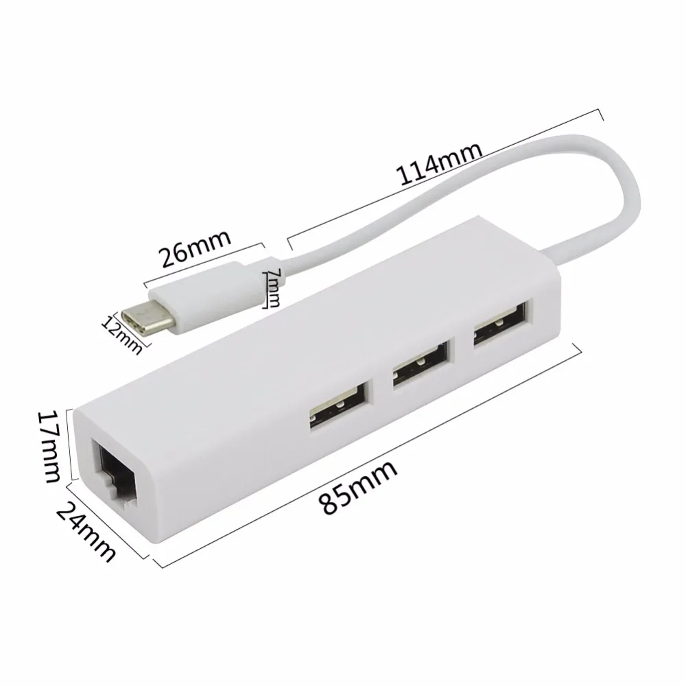 Тип usb-C концентратор USB-C до 3 Порты и разъёмы USB2.0+ Rj45 коммутатора Ethernet 10/100 Мбит сетевой адаптер Micro USB C сплиттер для ПК, ноутбука, настольного компьютера