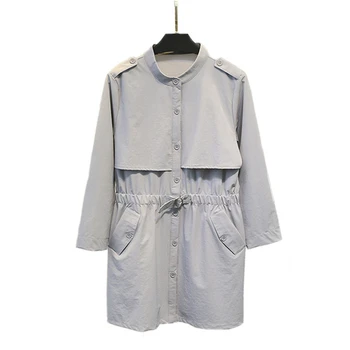 

2018 Korean Women Spring Autumn High Waist Coats Female Single Breasted Sashes Pockets Trench Plus Size 4XL Casual Coats O186