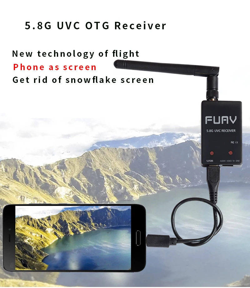 Обновленный FPV приемник Мини OTG 5,8G 150CH Мини FPV приемник UVC видео нисходящий OTG очки Android телефон