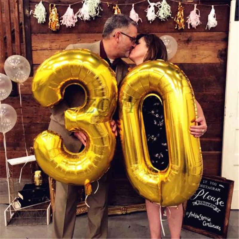2 шт. 32 или 40 дюймов с днем рождения 30 фольга воздушные шары розовый синий золотой