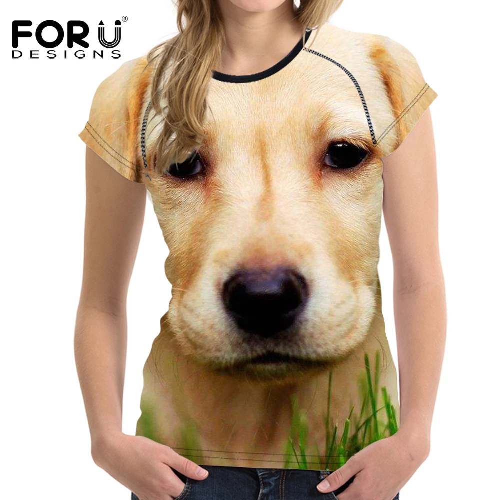 Forudesigns Для женщин Футболки Фитнес Спорт Для женщин Футболки для девочек милый Лабрадор собака печать открытый гибкие Бег Althetic одежда Топы