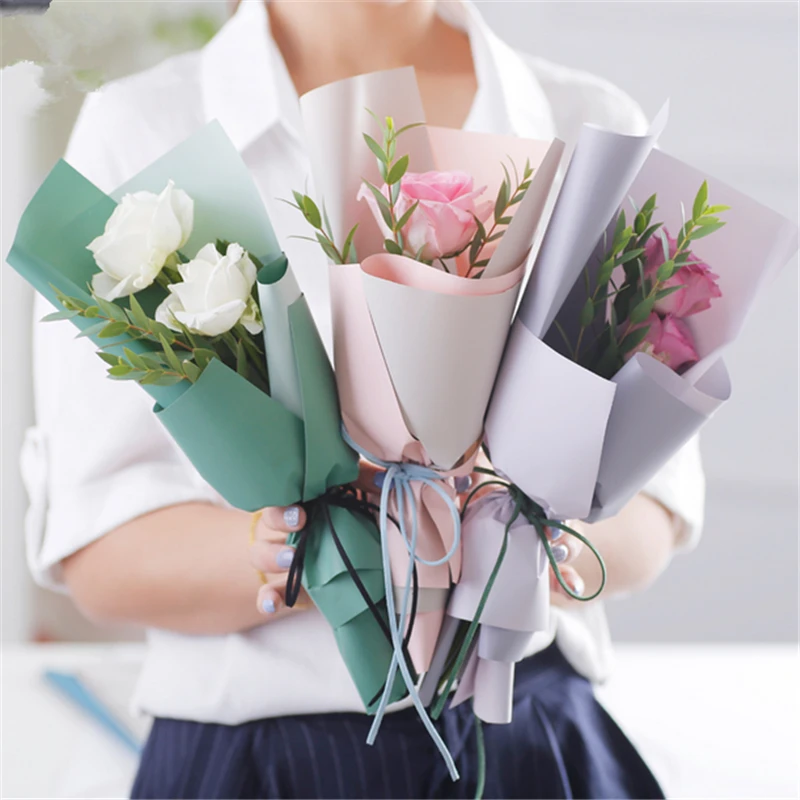 Корейская водонепроницаемая упаковка подарочная упаковка пинг двойной цвет туман флорист обертывание бумага букет цветов поставки 10 шт