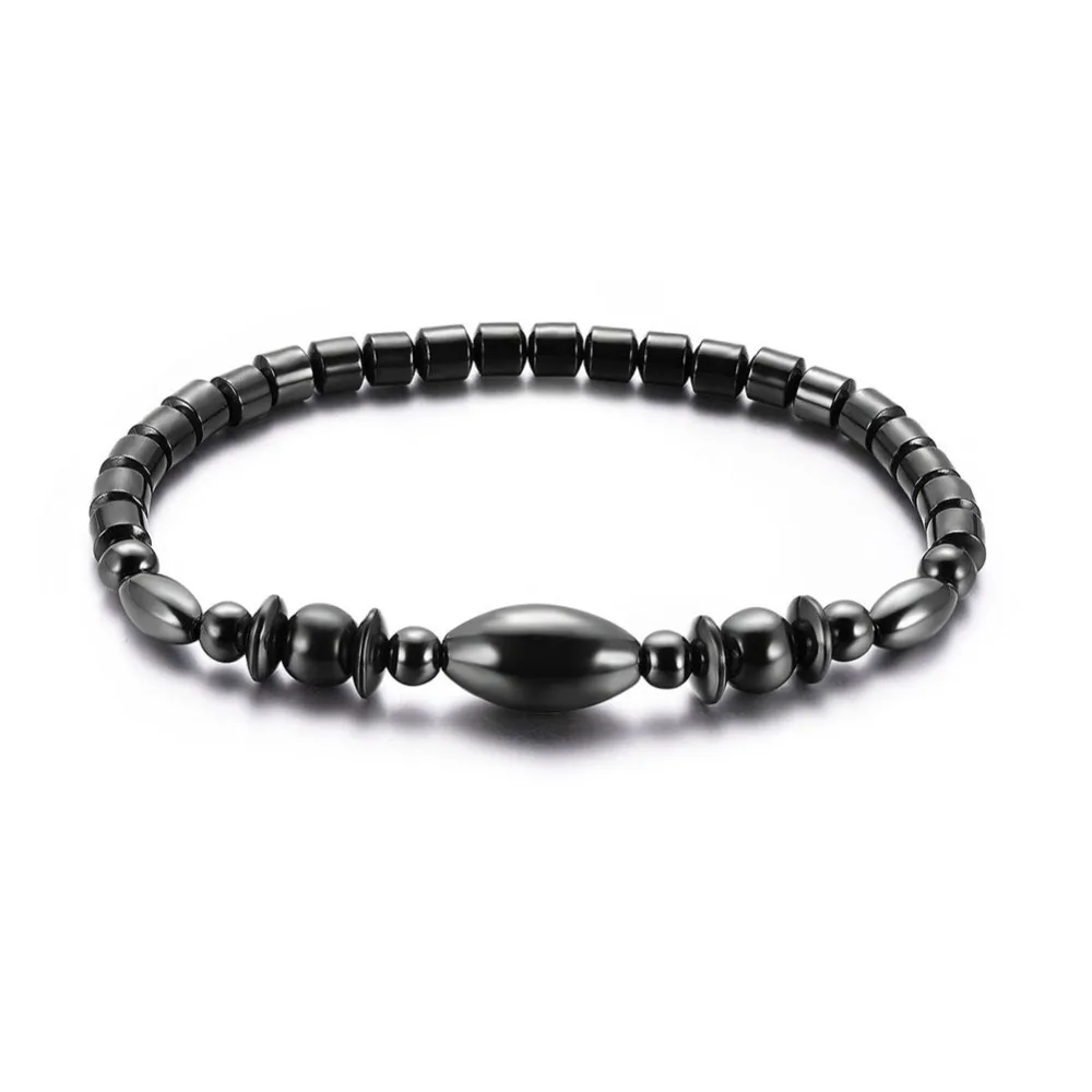 

Magnetic Therapy Anklet Weight Loss Round Black Stone Health Care Hematite Stretch Anklet for Men Women Jewelry