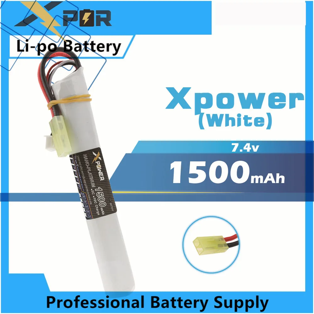 

1pc 18650 Power Xpower RC Lipo battery 7.4V 1500MAH 30C AKKU Mini Airsoft toys Gun Battery RC model