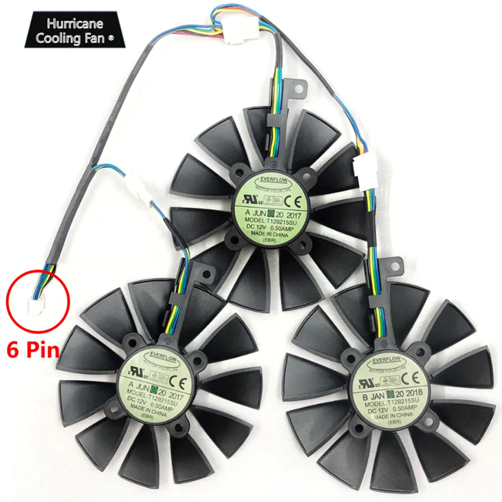 New 87MM Everflow T129215SU DC 12V 0.5AMP 4Pin 4 Wire Cooling Fan for ASUS GTX980Ti R9 390X 390 GTX1070 Graphics Card Fan