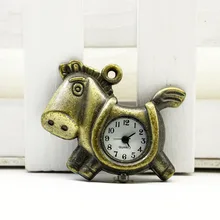 New Arrive Small Size Bronze Horse Pocket Watch Necklace For Gift pocket watch steampunk quartz watch