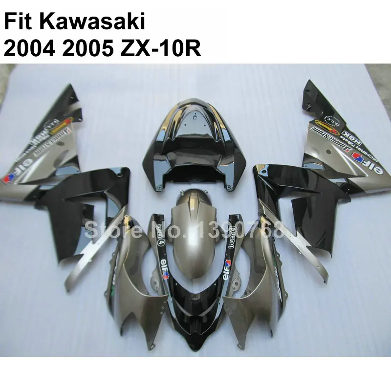 Комплект обтекателей для мотоцикла Kawasaki Ninja ZX10R 2004 2005 Серебряный матовый черный