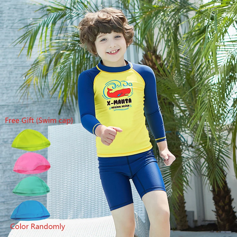 

2pcs Boy Swimsuit Kids Swimwear Quick Dry UPF50+ Swimming Skinsuits Kids Rash Guard Surfing Suit Beachwear Bathing Suit