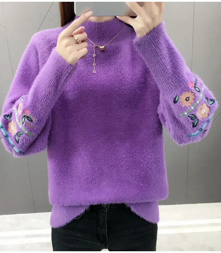 Women Knitted Sweater And Pullovers Korean Fashion Style Turtleneck Sweaters Autumn And Winter New Wool Yellow Sweater