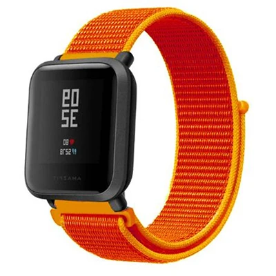 Спортивный нейлоновый ремешок YUEDAER для Xiaomi Amazfit Bip, Смарт-часы, ремешок, черный, зеленый, браслет для Amazfit Bip, аксессуары, ремни - Цвет: Orange