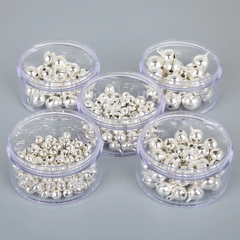 Lot De 100 Cloches Artisanales - Plaqué Argent - 6x8 Mm - Pour Projets DIY, Noël, Bijoux, Ornements