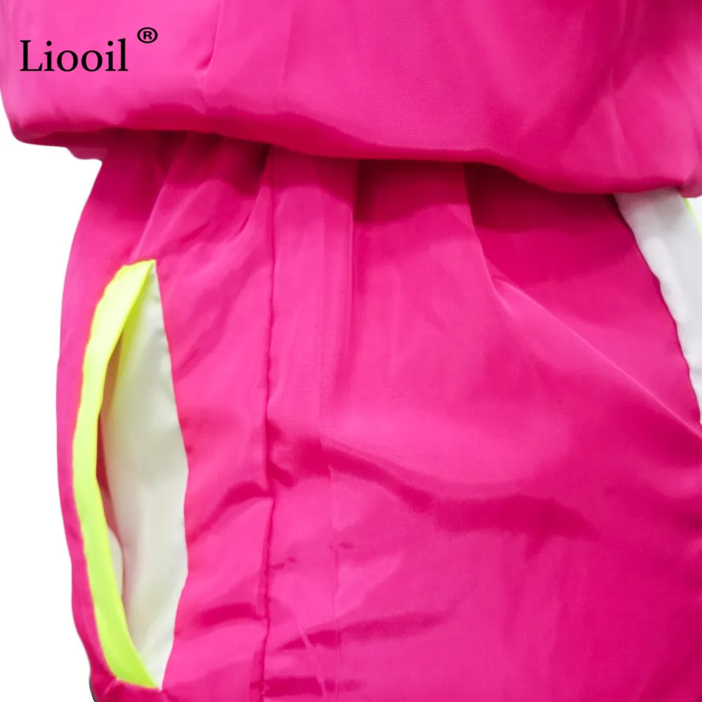 Liooil цветной комплект из 2 предметов для активного отдыха, повседневная неоновая одежда для женщин, наряд, модный укороченный топ размера плюс, байкерские шорты, спортивные костюмы