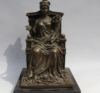 

11"Western Art sculpture Bronze Marble Famous Nobility Women Statue