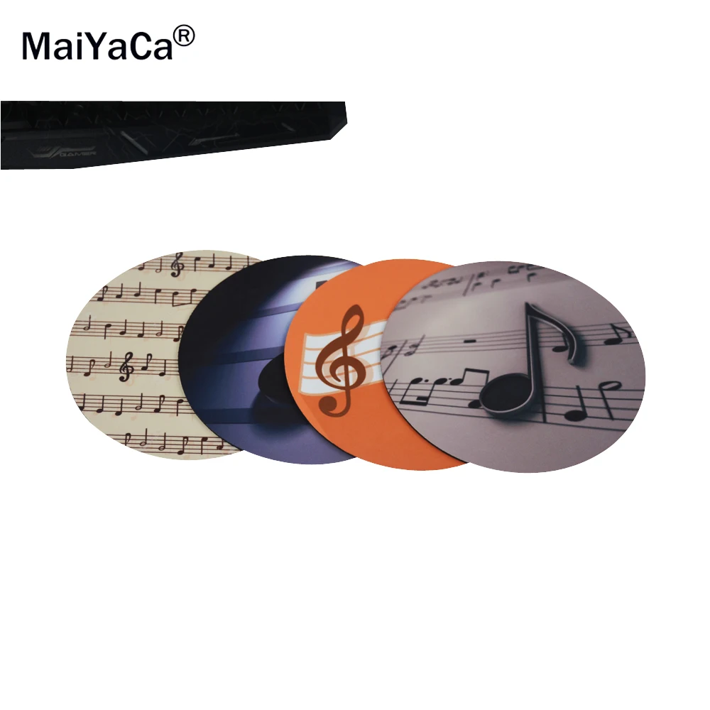 

Music Notes Cool Pattern Prints Mouse Pad Small Size Round Gaming Non-Skid Rubber Pad