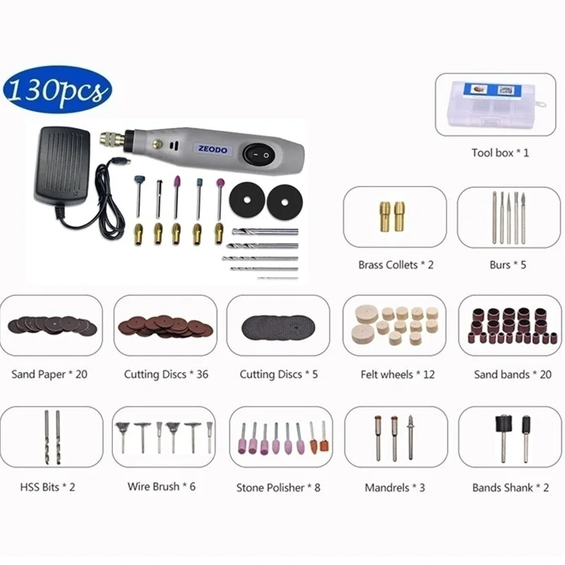 Мини электрическая дрель роторная шлифовальная машина DIY дрель полировальная машина с 19/130180 шт вращающихся инструментов набор аксессуаров для Dremel