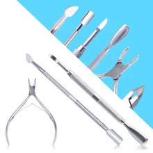 Профессиональные 3 шт./лот из нержавеющей стали для ногтей, кутикулы, ложка-толкатель для удаления кусачек, кусачки для ногтей, инструменты для маникюра