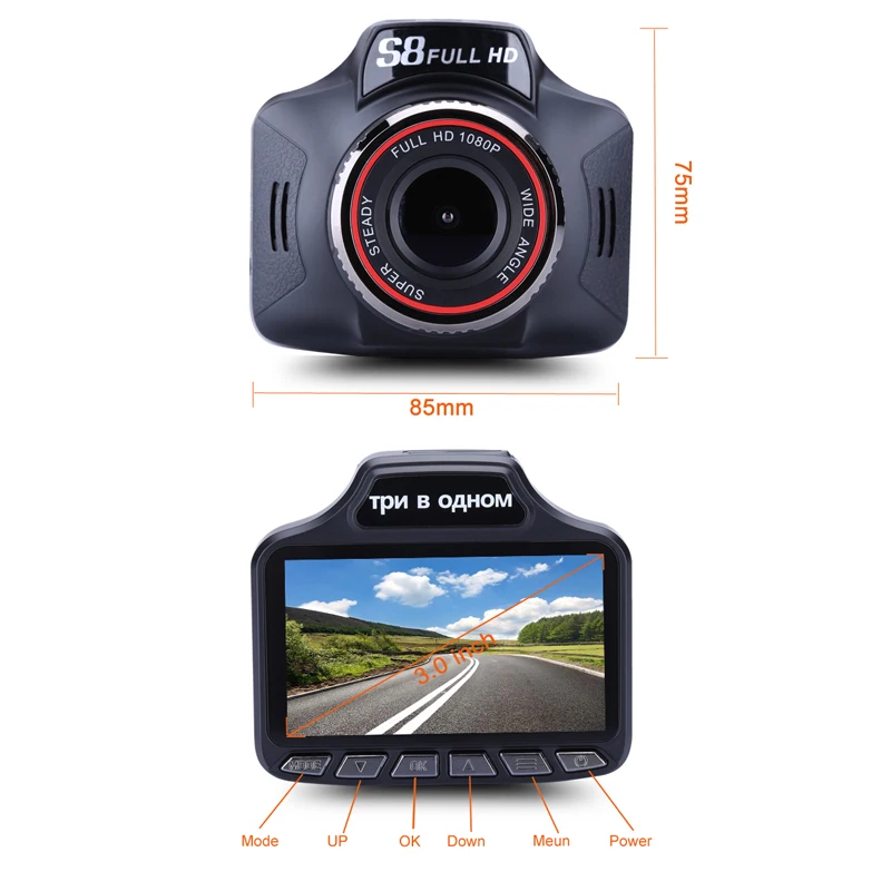  Jansite 3 in 1 Car DVR Russian Voice Radar Detector GPS Tracker Car detector Camera  Laser Radar Speed cam Anti Radar Dash Cam