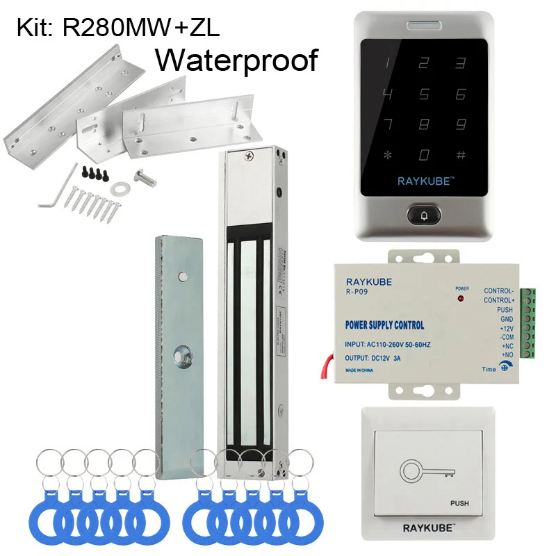RAYKUBE дверной комплект контроля доступа система с металлической сенсорной клавиатурой RFID ключи электронный комплект замков - Цвет: 280MWZL