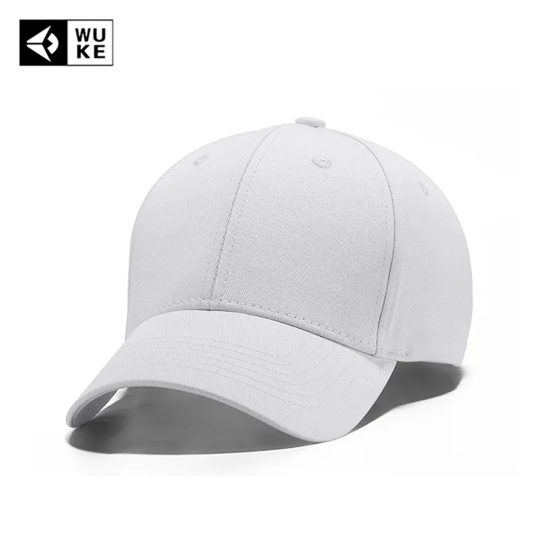 

[WUKE] Fashion Cotton Brand High Quality Caps Cool White Solid Color Baseball Cap Bboy Hip-hop Peake Hat Casquette For Men Women