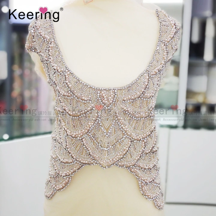

High end customized bridal large beaded applique designs for gown WDP-024
