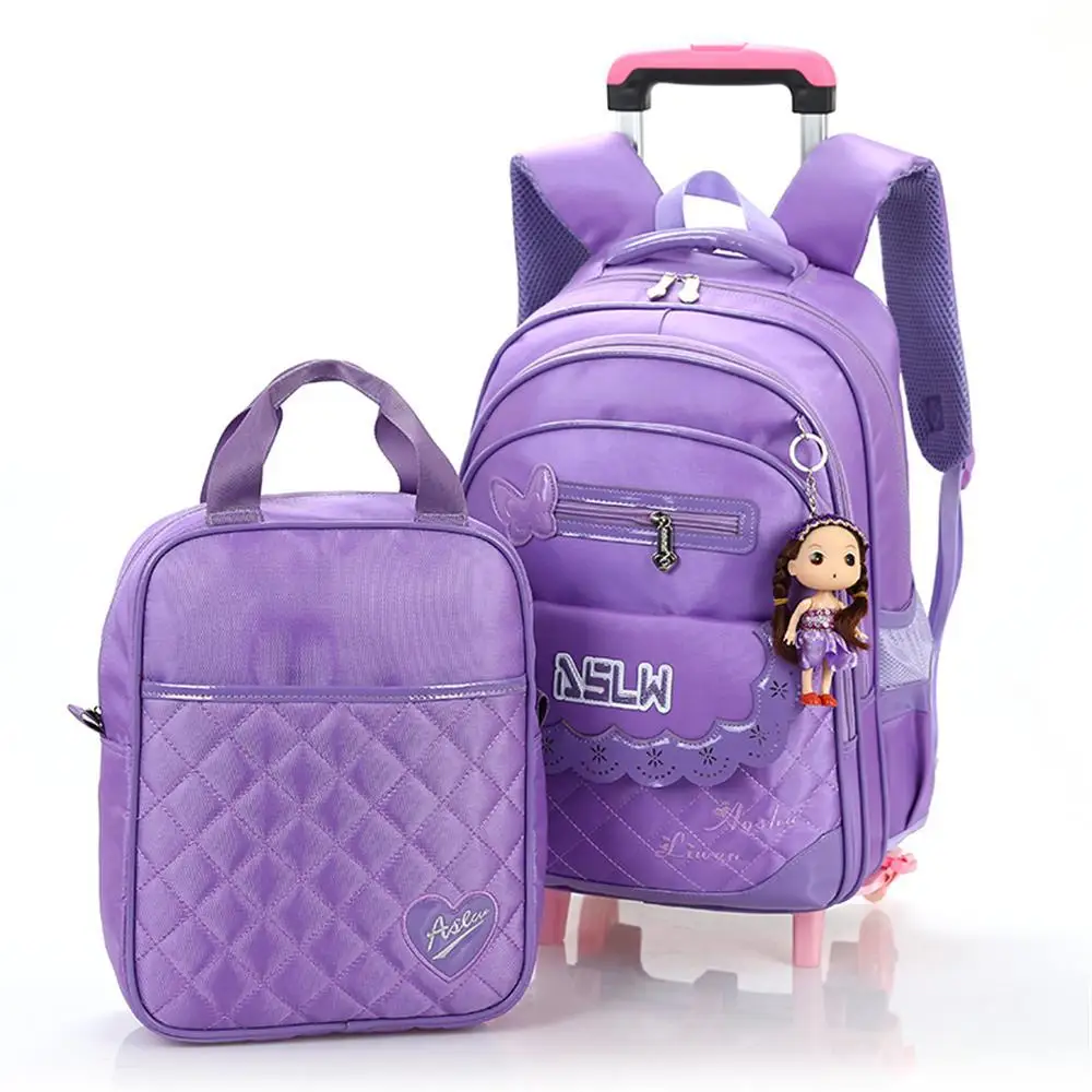 Backpacks on wheels for girls Typically, kids' backpacks are available in a range of sizes, including extra small Pre-K backpacks, as well as small, medium and large. Depending on how far your child will need to tote his or her bookbag and whether it will double as kids' luggage, you may need to pick one with larger interior compartments than your child needs for school.