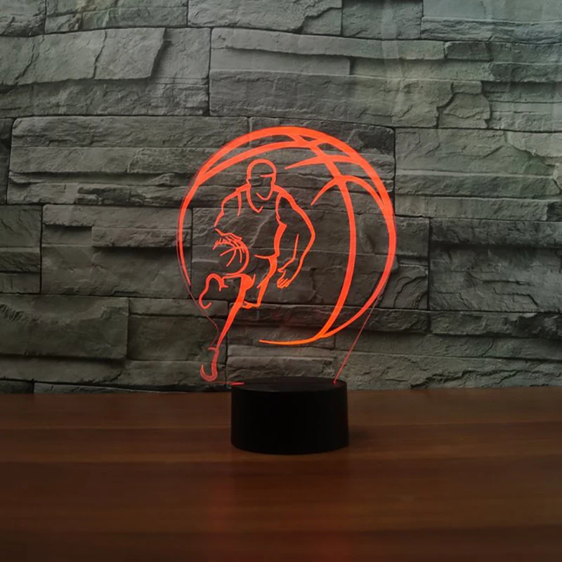7 цветов Изменение формы баскетбола светодиодный ночник 3D спортивная настольная
